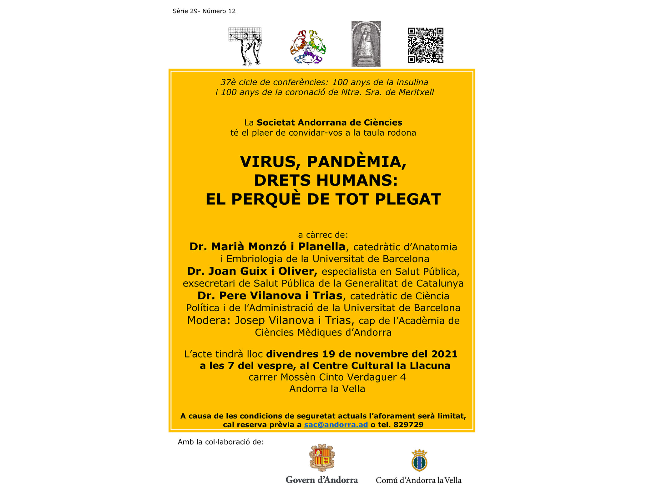 La SAC organitza la taula rodona "Virus, pandèmia, drets humans: el perquè de tot plegat"